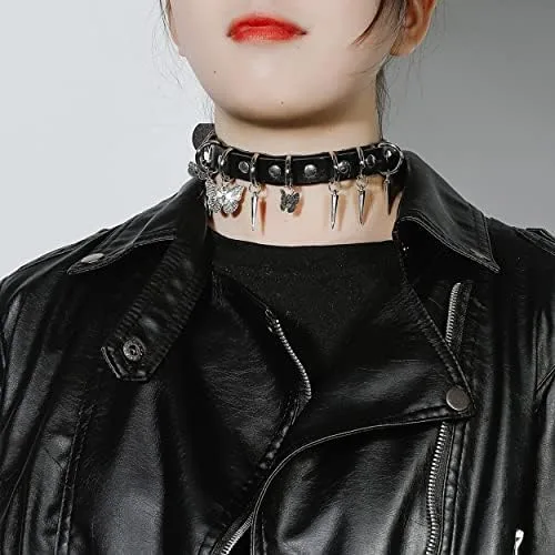 Vista 4 de Gargantilla Punk Gótico PU Cuero Emo Joyería para Mujeres