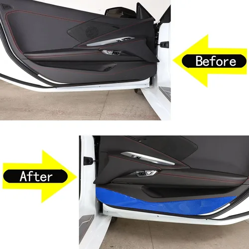 Vista 2 de Cubierta de protección contra patadas para puerta, protector de panel compatible con Corvette C8 Z06 2020-2025, decoración de fibra de carbono
