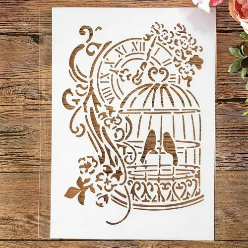 Vista 8 de TIAMECH Plantilla de alas reutilizables A4 para pintar, par de plantillas de capas de corazón de ala de ángel, arte de pared, muebles de madera