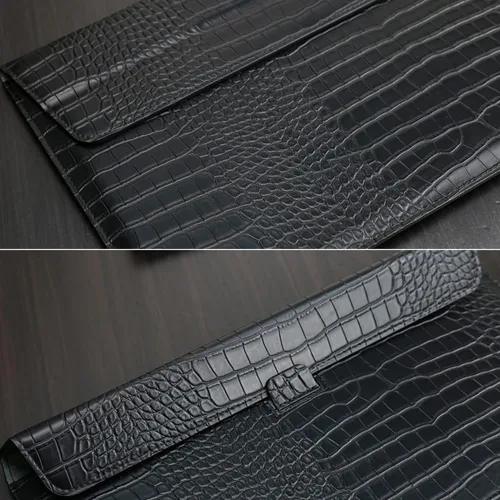 Vista 5 de Funda de cuero de cocodrilo negro para portátiles de 13-13.6