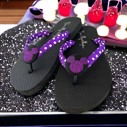 Vista 7 de Bling Mickey Mouse Disney Flip Flops Sandals for Girls and Ladies
