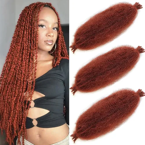 Vista 39 de Cabello de Envoltura Pre-Esponjado de 8 Pulgadas, 3 Paquetes, Cabello Afro Twist Pre-Separado Elástico para Locs, Cabello Afro Twist Negro Natural