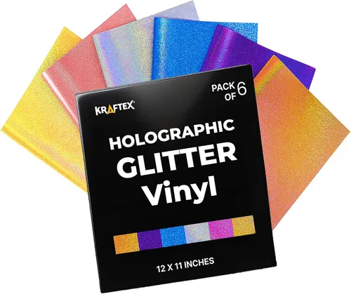 Vista 9 de Vinilo holográfico metálico negro y adhesivo permanente para Cricut: [6 unidades, 12 x 11 pulgadas] hojas cromadas negras