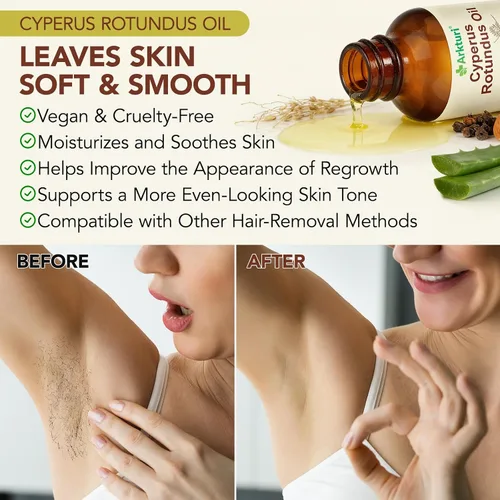 Vista 7 de Aceite Cyperus Rotundus, aceite Cyperus Rotundus para depilación, reduce el crecimiento no deseado del cabello, hidrata la piel calmante, encoge