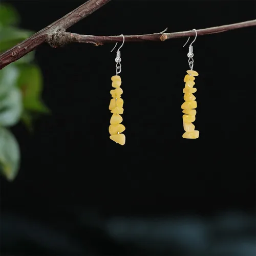 Vista 3 de JIUIQL Aretes de cuarzo de cristal bohemios hechos a mano, únicos y coloridos aretes colgantes de piedra natural para mujeres y niñas, regalos