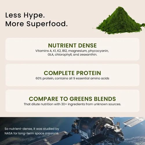Vista 3 de Nutrex Hawaii Polvo de espirulina hawaiana pura – Superalimento vegano, cultivado en granja en Kona, sin OGM, apoyo inmunológico y energía celular