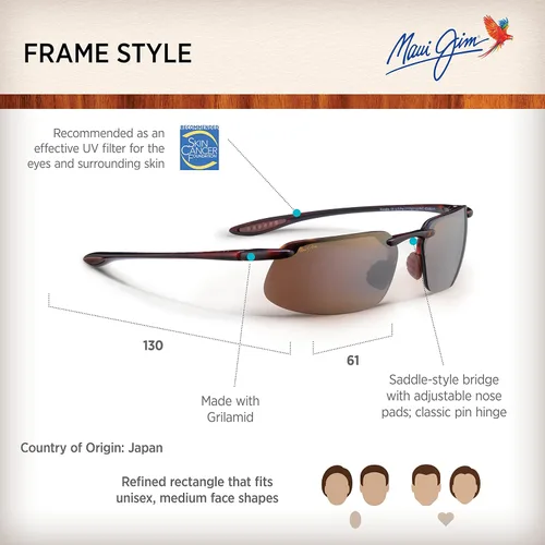 Vista 6 de Maui Jim Mens and Womens Kanaha Polarized Universal Fit Rimless Sunglasses