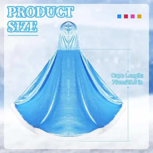 Vista 2 de Capa con capucha de princesa de piel para niñas, disfraz de princesa, ropa de fiesta multicolor para niños de 2 a 10 años, Navidad, carnaval