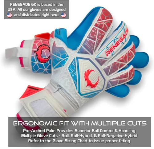 Vista 6 de Renegade GK Vortex - Guantes de portero con protector microbiano (tallas 6-11, 3 estilos, nivel 3) Hyper Grip de 3.5+0.118 in y súper malla