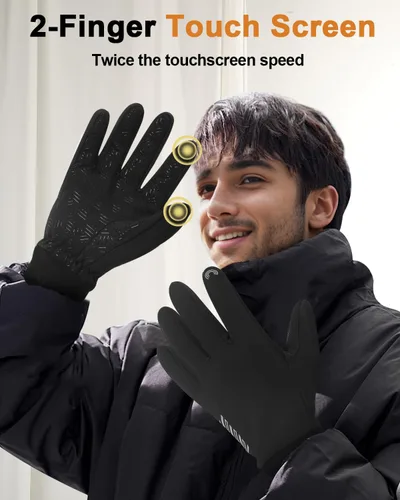 Vista 4 de RIGWARL Guantes impermeables para clima frío y frío, guantes de invierno para hombres y mujeres con pantalla táctil