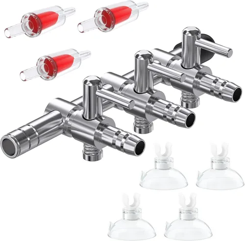 Vista 7 de Pawfly 6 unids 1-Way Acuario Control de Flujo de Aire Palanca Distribuidor de Válvula Recta Divisor para Peces Tanque