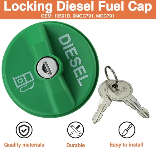 Vista 3 de Tapa de combustible diésel con bloqueo 10591D para Che-vy C2500 C3500 Do-dge D250 D350 F-ord F250 F350 G-MC C3500 K3500 Reemplazo de tapa de gas
