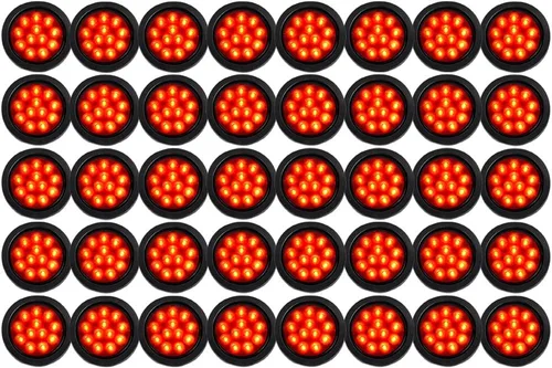 Vista 52 de Kit de tapones de cableado con cubierta de hule para luz trasera LED redonda de 4", 12 ledes, para RV, camioneta