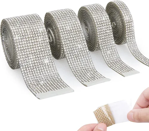 Vista 14 de 4 rollos de calcomanías autoadhesivas de diamantes de imitación de color negro, con diamantes de imitación de 0.079 pulgadas (0.079 in)