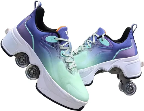 Vista 23 de 2-in-1 Roller Skates & Sneakers with Retractable Wheels - Convertible Lightweight Outdoor Fitness Shoes for Women, Men & Children - Unisex Kick
