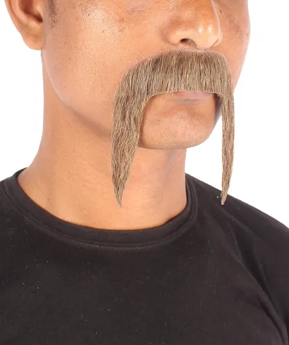 Vista 3 de HPO Hombres Cabello Humano Bigote Cosplay Pelo Facial (Marrón)