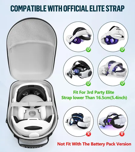 Vista 4 de YRXVW Carrying Case Compatible with MetaOculus Quest 3 and Accessories, Hard Travel Bag for Lightweight and Headset and Touch Controller and