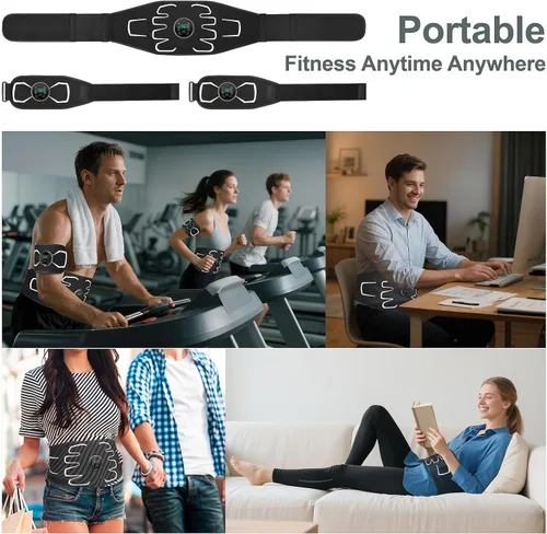 Vista 4 de Estimulador muscular electrónico, estimulador de abdominales portátil, tóner muscular para acondicionamiento muscular, máquina de abdominales EMS