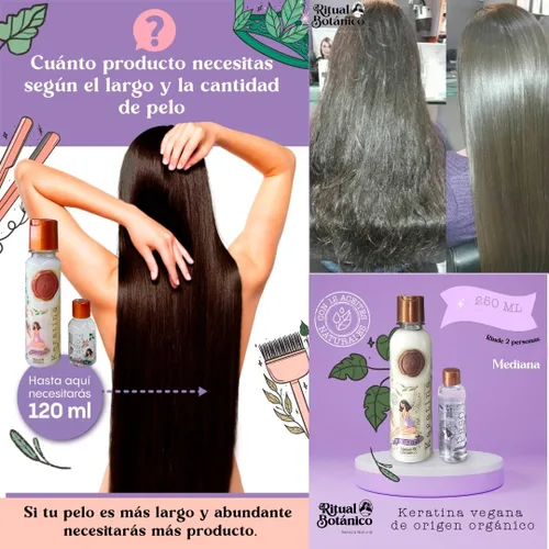 Vista 3 de Keratina Ritual Botanico 250ML & Termo Protector 120ML Incluye Cepillo Aplicador y Manual de Instrucciones Alisado Progresivo Organico Vegano Sin