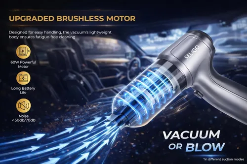 Vista 3 de Aspirador de coche inalámbrico 3 en 1 y plumero de aire - Motor sin escobillas de 75,000 rpm, succión de 12,000 Pa - Mini aspiradora de mano