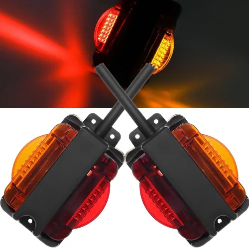 Vista 8 de NEW SUN Kit de Luces LED para Guardabarros, Precableado de Doble Cara con Pedestal, Ámbar y Rojo Súper Brillantes, RH y LH, Funciona como Luces