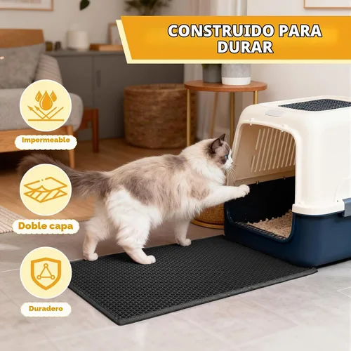 Vista 7 de Pieviev - Alfombrilla grande para arena de gato Negro