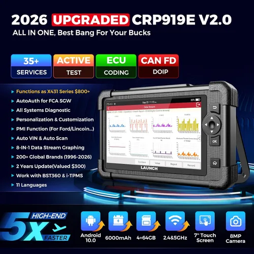 Vista 2 de LAUNCH Escáner X431 CRP919E OBD2, Herramienta de Escaneo Bidireccional 2026 como CRP919EBT, CANFD/DoIP/FCA SGW, Código ECU, 35+ Servicios, Pruebas