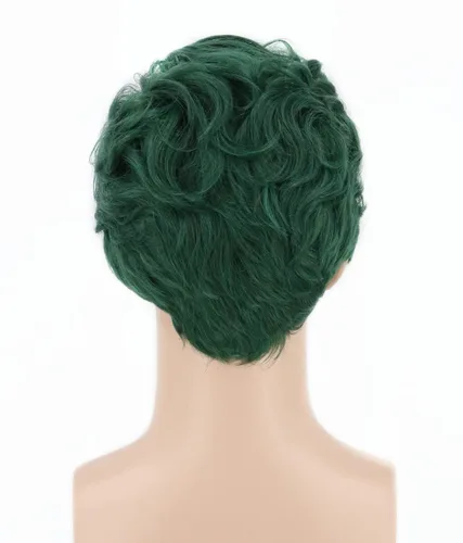 Vista 3 de Lucoacos Peluca corta verde para hombre, disfraz de Halloween y cosplay