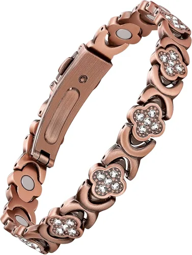 Vista 11 de Pulseras de cobre para mujer, pulsera magnética de cobre puro