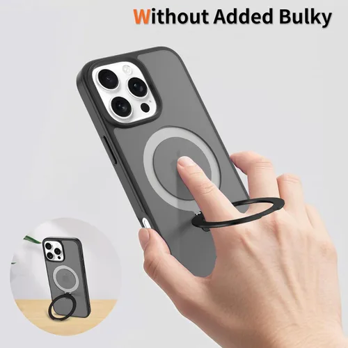 Vista 4 de Funda con soporte ultra magnético para iPhone 15 Pro [protección militar contra caídas] [compatible con MagSafe] a prueba de golpes, translúcida