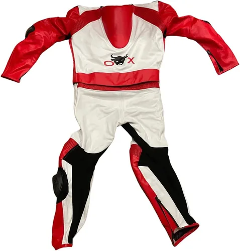 Vista 4 de Ox Traje de motocicleta totalmente protector de 2 piezas, chaqueta desmontable, 100% piel natural, L