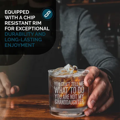 Vista 5 de shop4ever Vaso de whisky grabado con texto en inglés "You Can't Tell Me What To Do You Are Not My Granddaughter - Regalo para el Día del Padre
