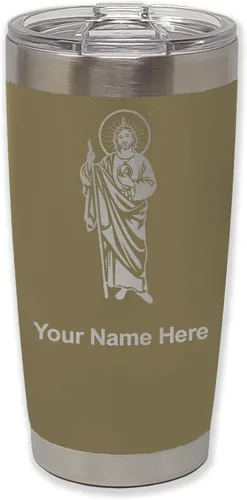 Vista 19 de LaserGram Vaso aislado al vacío de 20 onzas, Saint Jude, grabado personalizado incluido (negro)