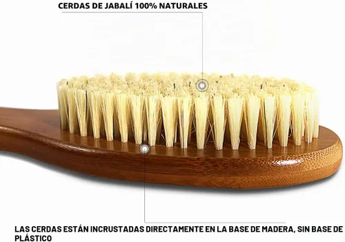 Vista 3 de ICANdOIT - Cepillo de baño de mango largo antideslizante de cerdas de jabalí natural de 17.71 pulgadas, limpiador de ducha con mango doblado
