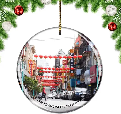 Vista 9 de California San Francisco 16 Avenue Tiled Steps USA Christmas Tree Ornamento Decoración Colgante Colgante Decoración Ciudad Viaje Souvenir Colección
