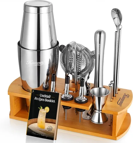 Vista 10 de KITESSENSU Boston Shaker Set Mixology Bartender Kit Kit de coctelera premium con soporte Accesorios profesionales para herramientas de bar