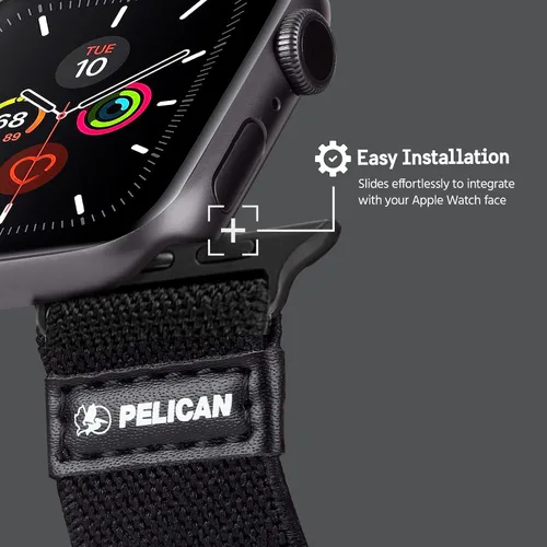 Vista 3 de Pelican - Correa de reloj de 1.654-1.732 in - Serie PROTECTOR - Compatible con Apple Watch Series 6, SE, 5, 4, 3, 2, 1 - Negro