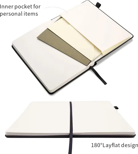 Vista 4 de Paquete de 5 cuadernos punteados con bucle para bolígrafo, cuaderno de tapa dura para el trabajo, papel grueso de alta calidad de 3.53 oz/m²