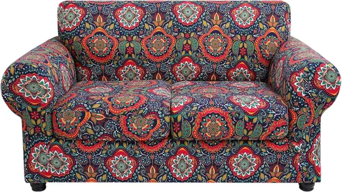 Vista 44 de hyha Funda para sofá, fundas para sofá biplaza, diseño floral, elásticas, estampadas, 3 piezas, fundas para sofá de 2 cojines separados, protector