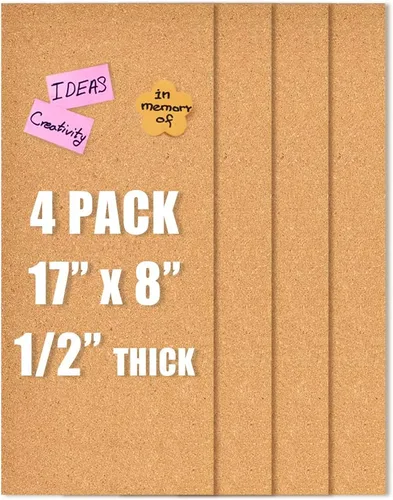 Vista 14 de Azulejos de Tablero de Corcho 17x8, Tablero de Anuncios, Tableros de Corcho Autoadhesivos de 1/2 Pulgada de Grosor para Paredes, Azulejos de Corcho