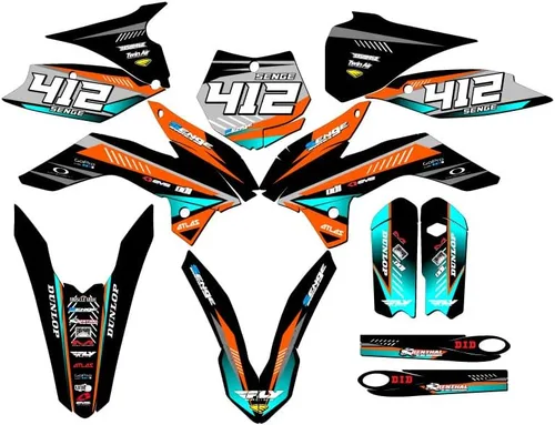 Vista 7 de Kit de base de gráficos Senge SX 105 Surge Black Senge 2013-2014 compatible con KTM