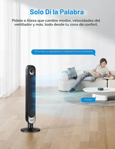 Vista 3 de Dreo Ventilador de torre inteligente, control de voz WiFi, compatible con Alexa/Google y ventiladores para el dormitorio del hogar, ventilador