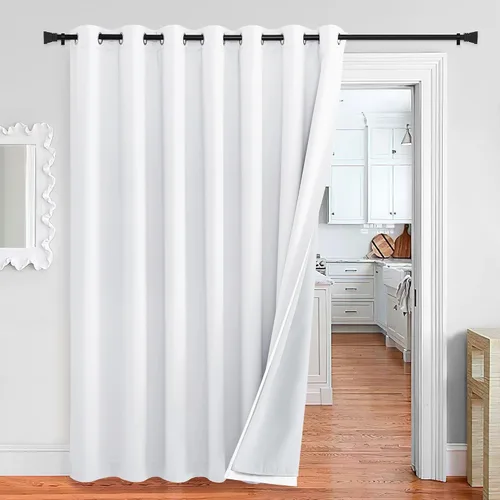 Vista 29 de NICETOWN Cortinas de Lino Sintético Angora con Barrera de Sonido que Aísla el Polvo, 100% Opacas, de 84 Pulgadas de Largo, 1 Panel, Cortinas