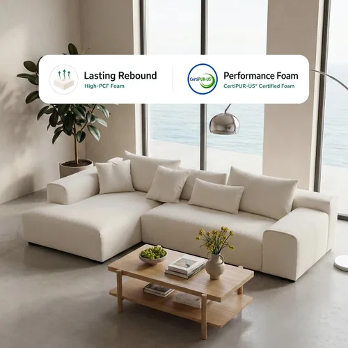 Vista 8 de Acanva Conjunto de sofá seccional modular moderno y extragrande en forma de L para sala de estar, estilo minimalista cómodo de 4 asientos, sofá
