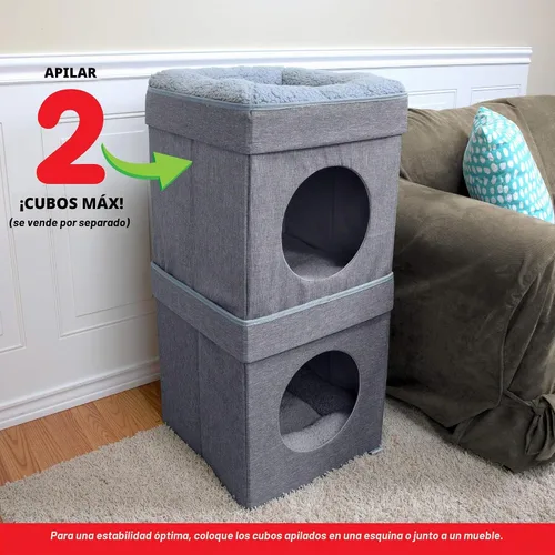 Vista 3 de Kitty City Muebles de cubo para gatos de interior, cubo gris A) Cubo de gato (gris)
