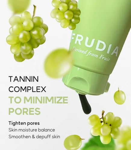 Vista 4 de WELCOS FRUDIA - Paquete minimizador de poros de uva verde Tiras de nariz para puntos negros y minimizador de poros Tiras coreanas para eliminar