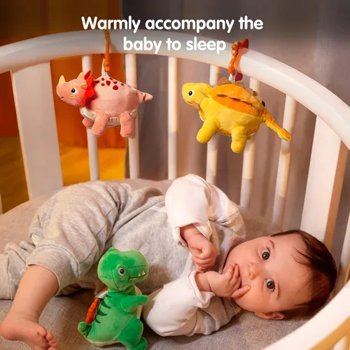 Vista 4 de TUMAMA Juguetes de peluche, juego de peluches reversibles colgantes de dinosaurio y huevo para decoración de Pascua, gimnasio y asiento
