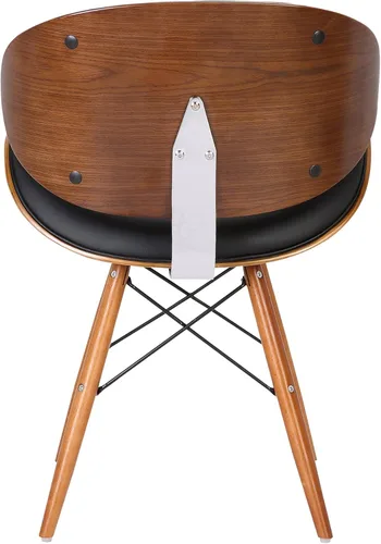 Vista 6 de Armen Living Cassie - Silla de comedor en piel sintética negra y acabado de madera de nogal, 20 pulgadas de profundidad x 21 pulgadas de ancho x 31