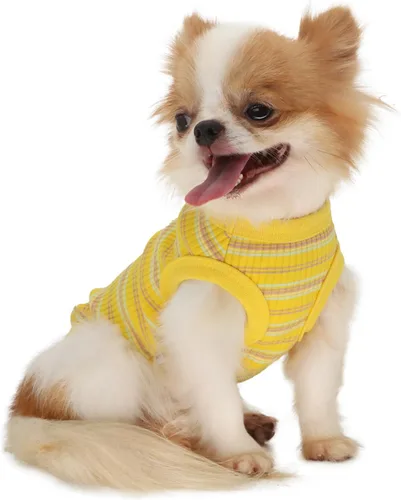 Vista 15 de LOPHIPETS Camiseta Chaleco 100% Algodón Acanalado para Perros Pequeños Teacup Chihuahua Yorkie Ropa de Cachorro Camiseta sin Mangas-Rosa/XS