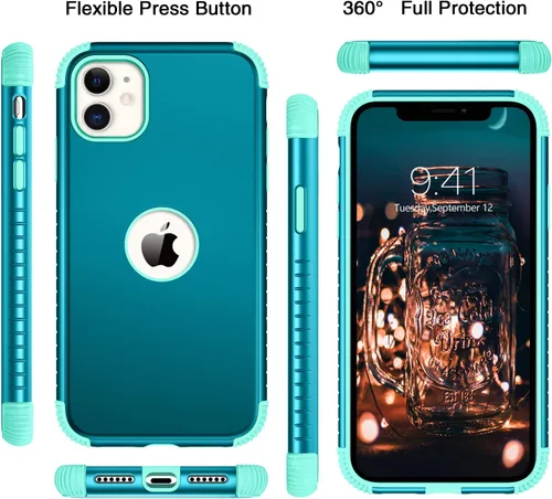 Vista 9 de BENTOBEN Funda para iPhone 11, Uso Intensivo 2 en 1 Protección Completa Rugosa a Prueba de Golpes Híbrida Parachoques de PC Duro Cubierta Protectora